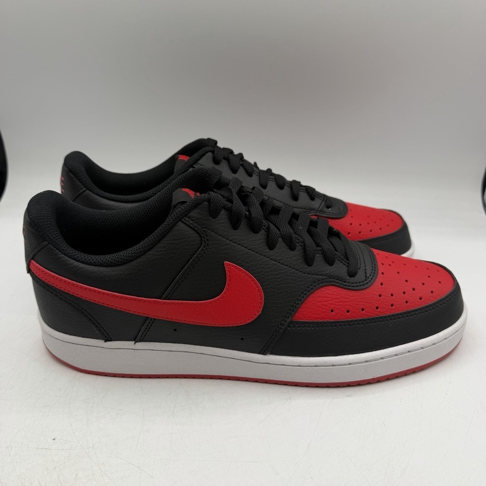 Nike Court Vision Low Next Nature NN Shoes Mens Sz 11.5 Black/Red FJ0685-010 - Picture 2 of 11